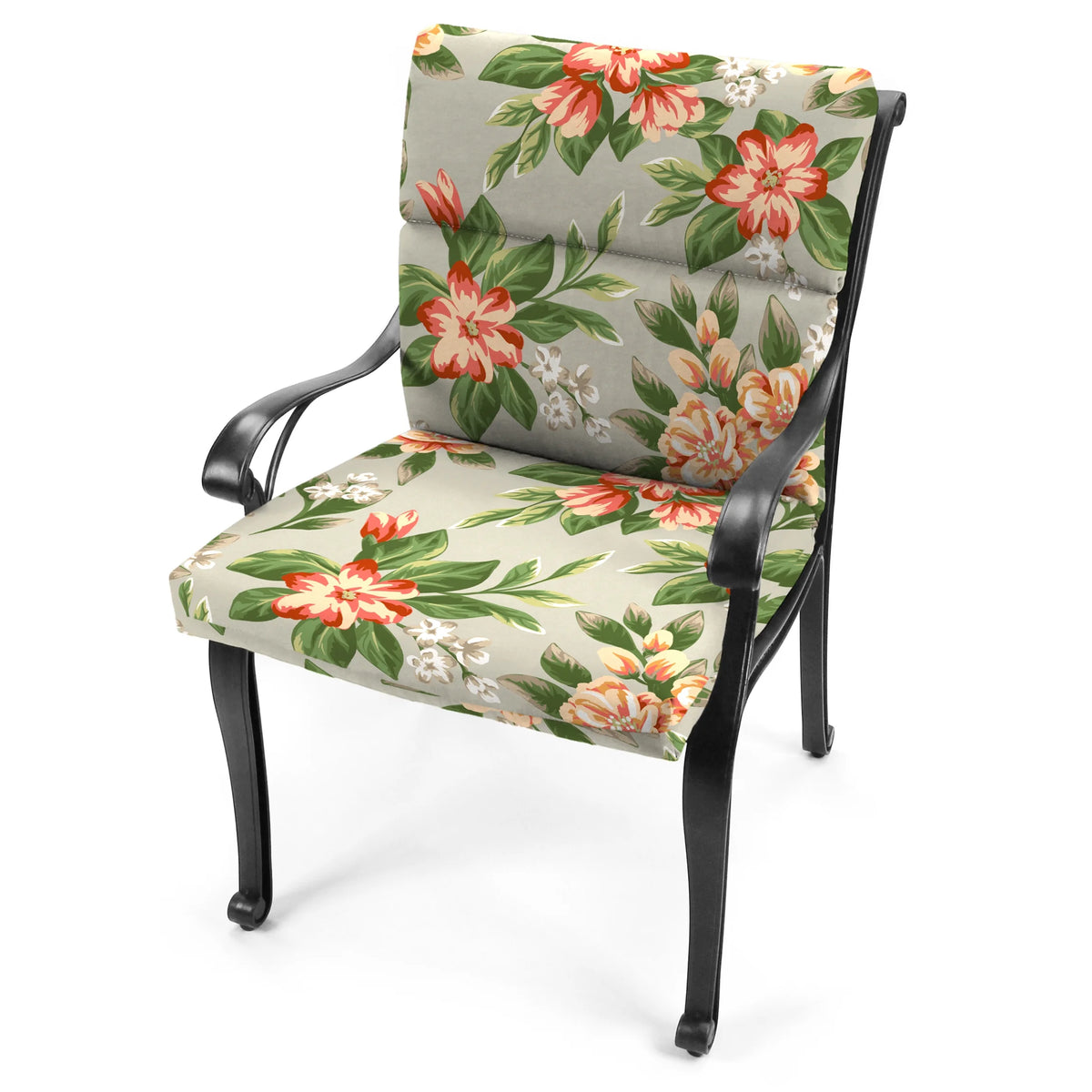 Grey Floral Rectangular Outdoor Chair Cushion with Ties Z912027