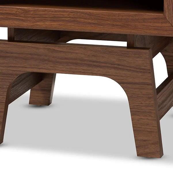 Walnut Brown and Dark Gray Wood 1-Drawer Nightstand D494758
