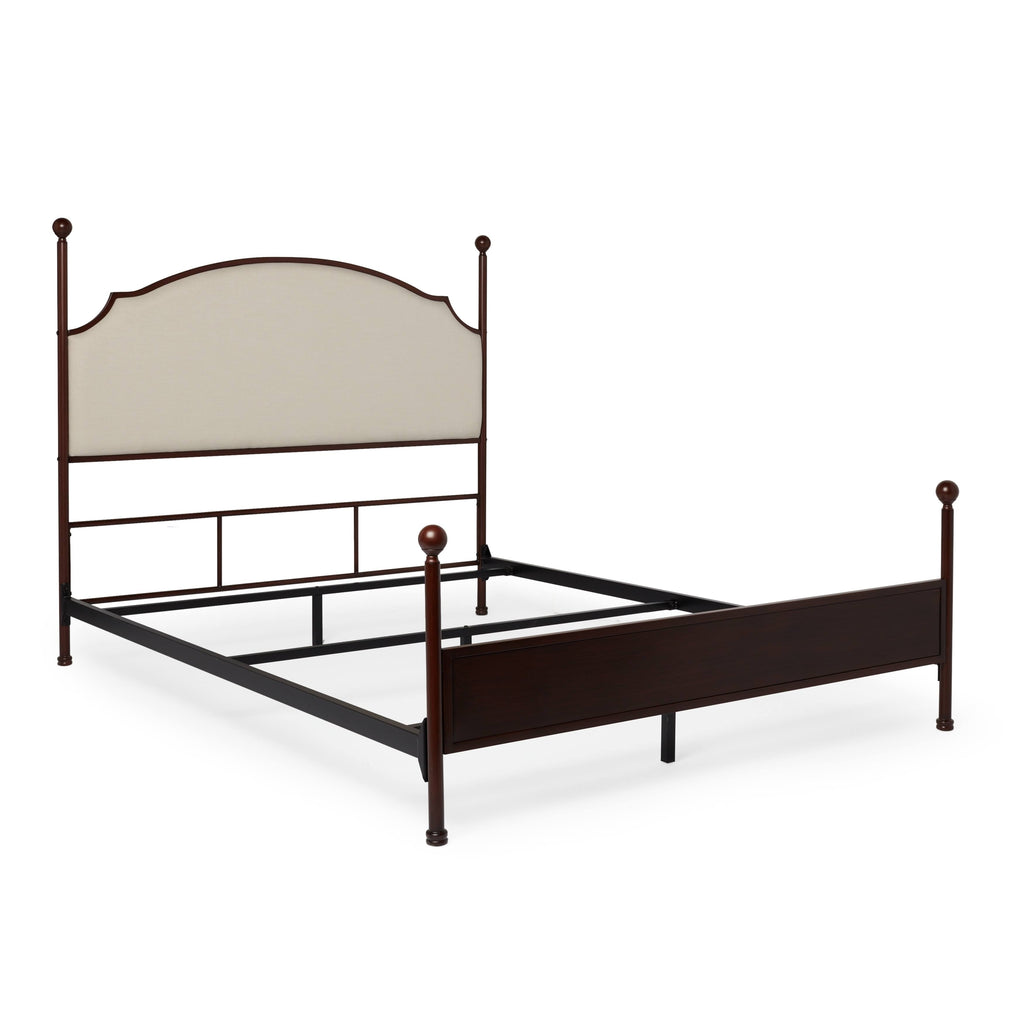 Cream Curved Top Cherry Brown Metal Poster Bed (Twin) X2204