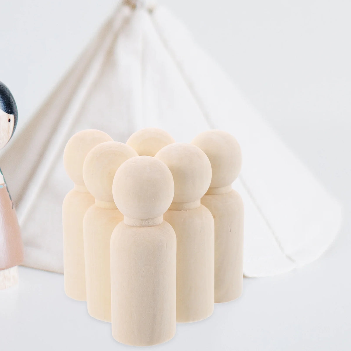 50pcs Unfinished Wooden Peg Dolls V716380