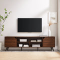 Mid-Century Modern Angle-Door TV Stand, Dark Walnut Y380563