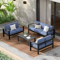 Aluminum 7 Seats Patio Furniture Set with Fire Pit Table C254313