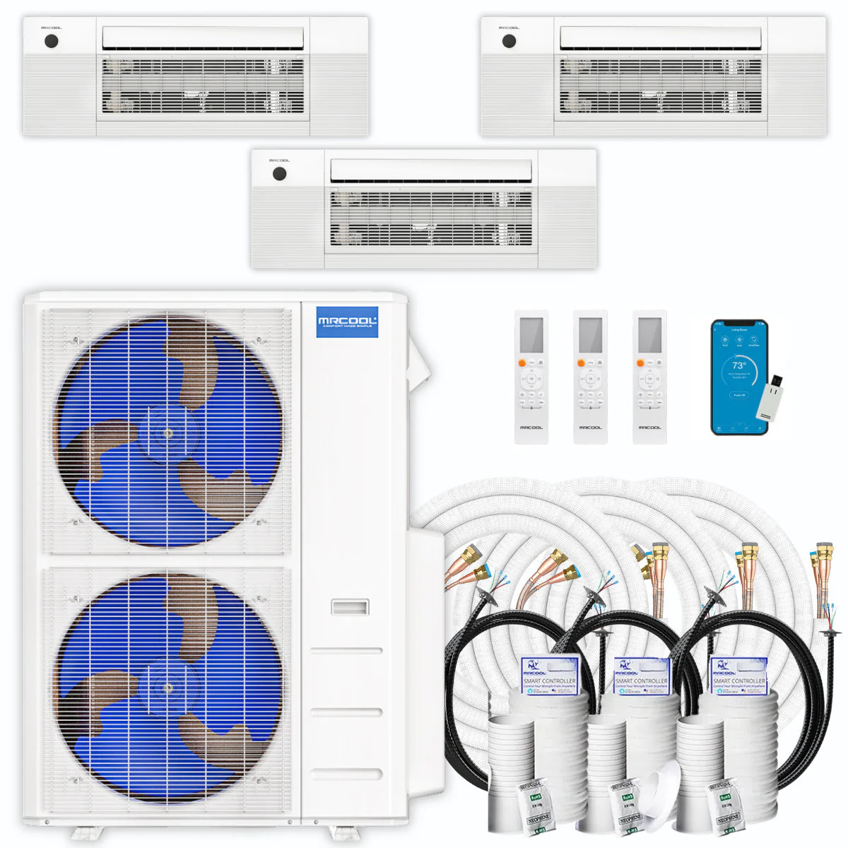 39,000 BTU 3 Zone Ceiling Cassette Ductless Air Conditioner and Heat Pump P9084