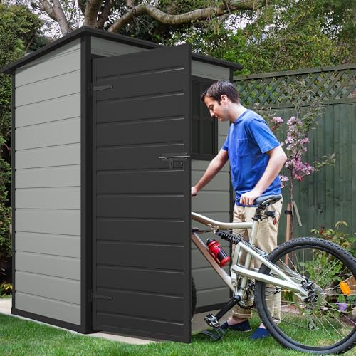 Blue-Gray 5x3 FT Resin Outdoor Storage Shed with Floor G33151