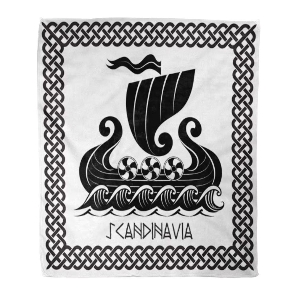 Adventure Viking Drakkar Ship Sailing Stormy Sea Throw Blanket 50x60 Inches V634