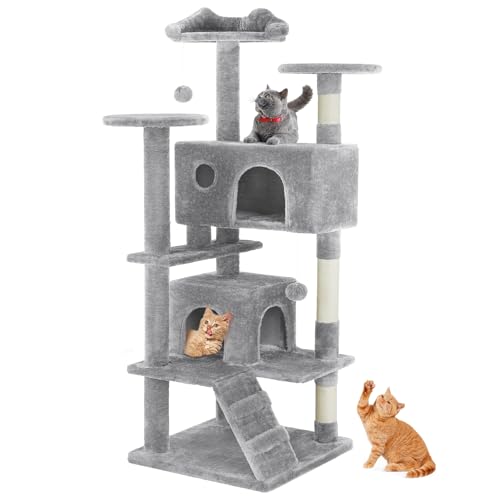 54-Inch Multi-Level Cat Tree Tower with Sisal Scratching Post M15600