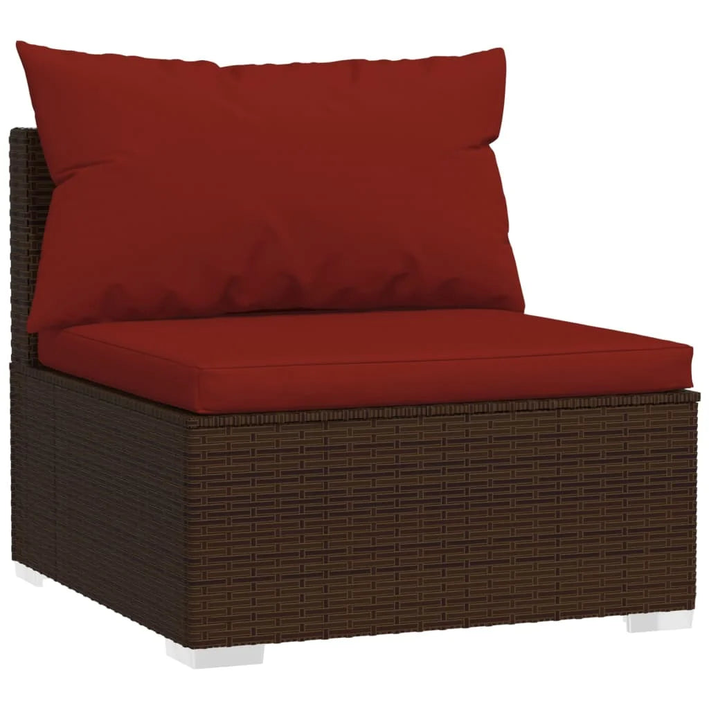 9 Piece Patio Set with Cushions Poly Rattan Brown T60365