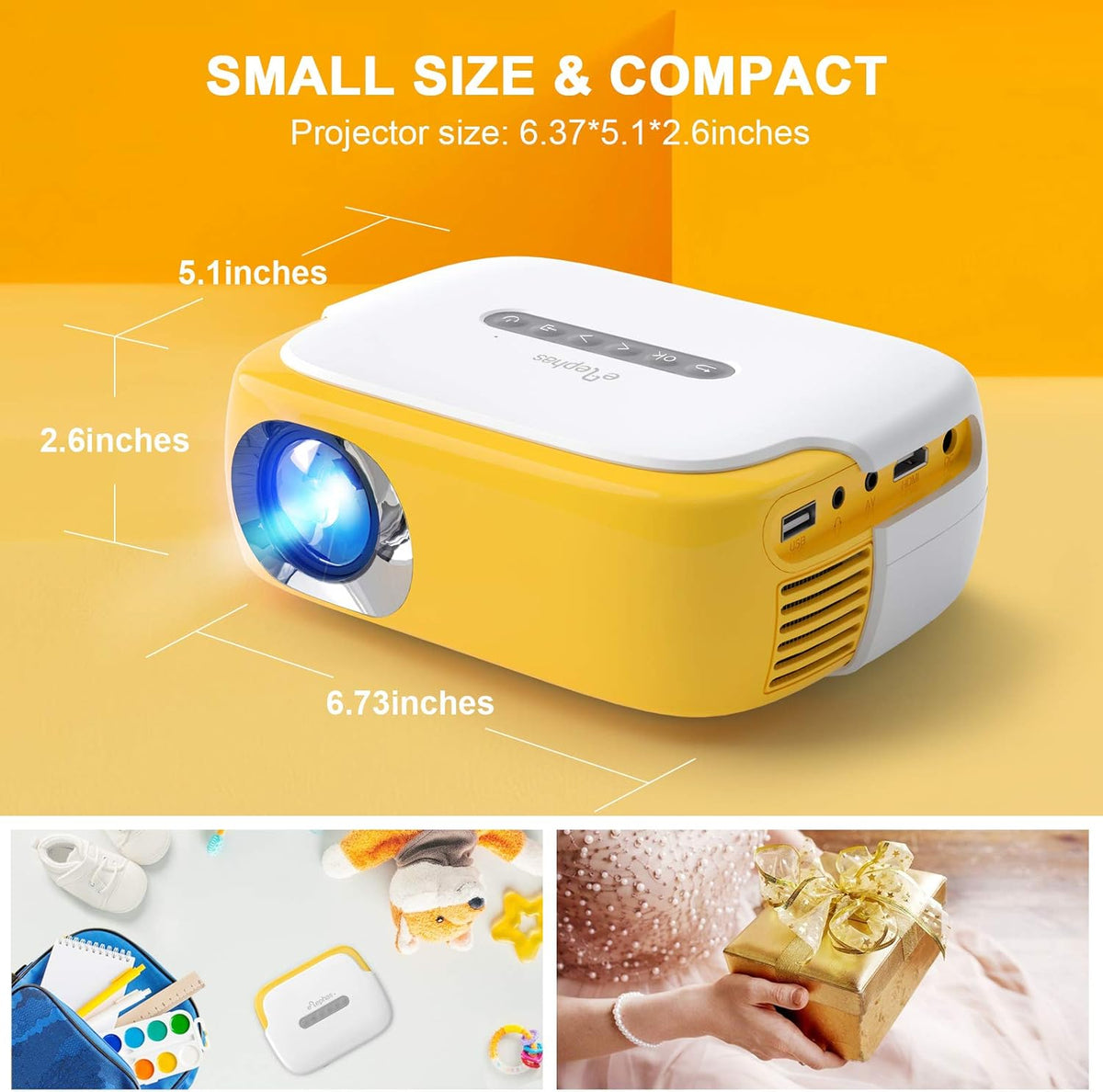 Mini Projector with HDMI USB TV AV Interfaces and Remote Control C434