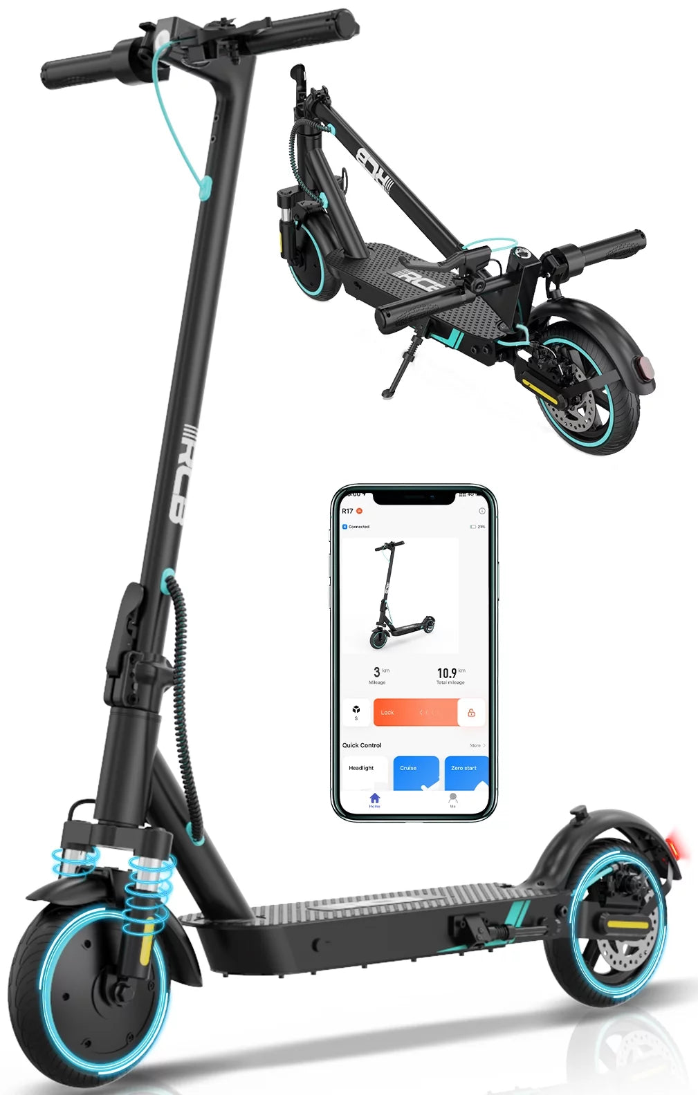Electric Scooter with APP Control, 350W Motor, 19 mph N16615
