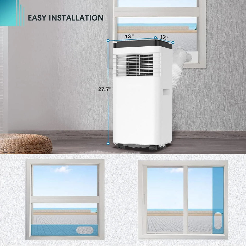 8,000 BTU Portable Air Conditioner with Remote and Window Kit, White N3376