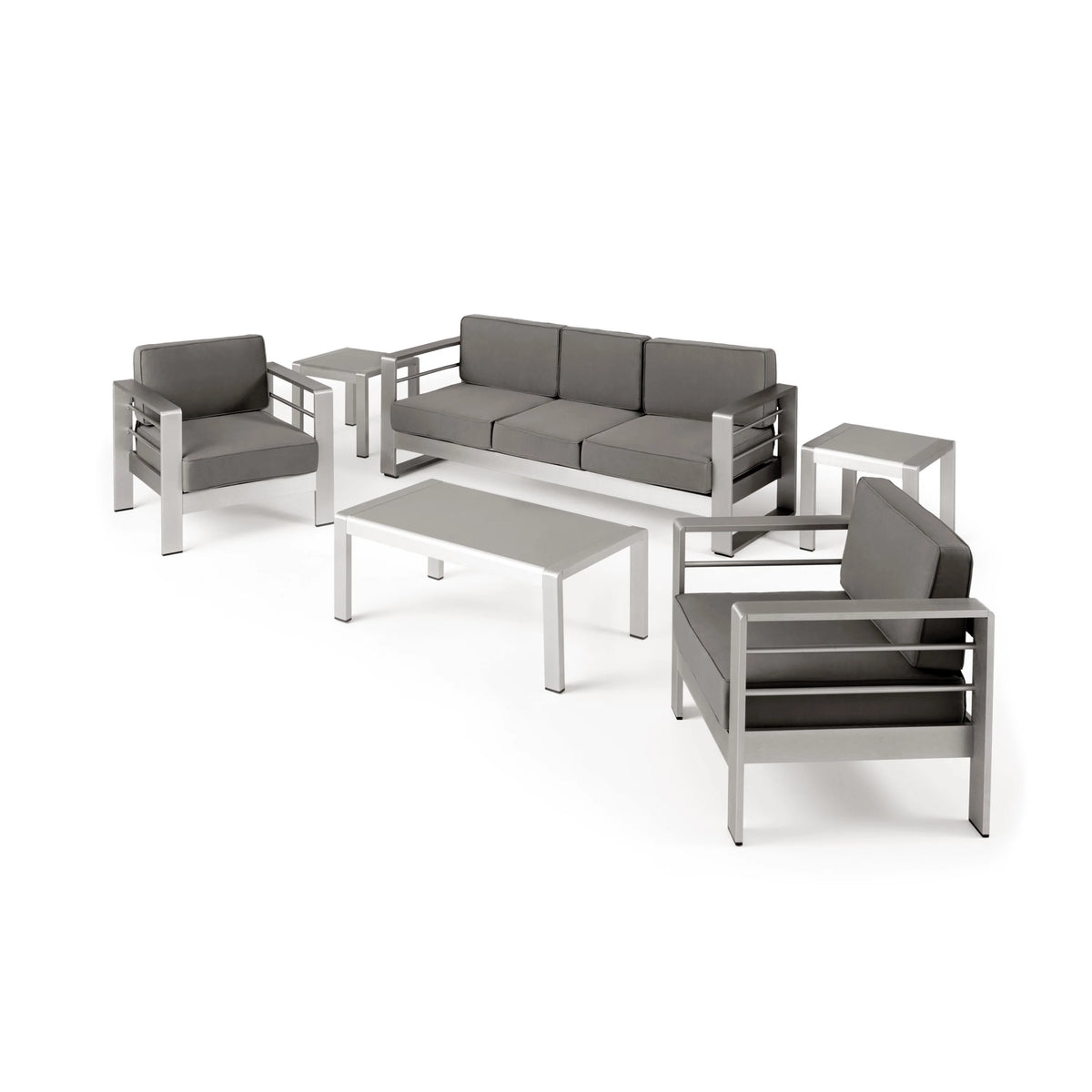 5 Seater Aluminum Sofa Chat Set with 2 Side Tables Q736176