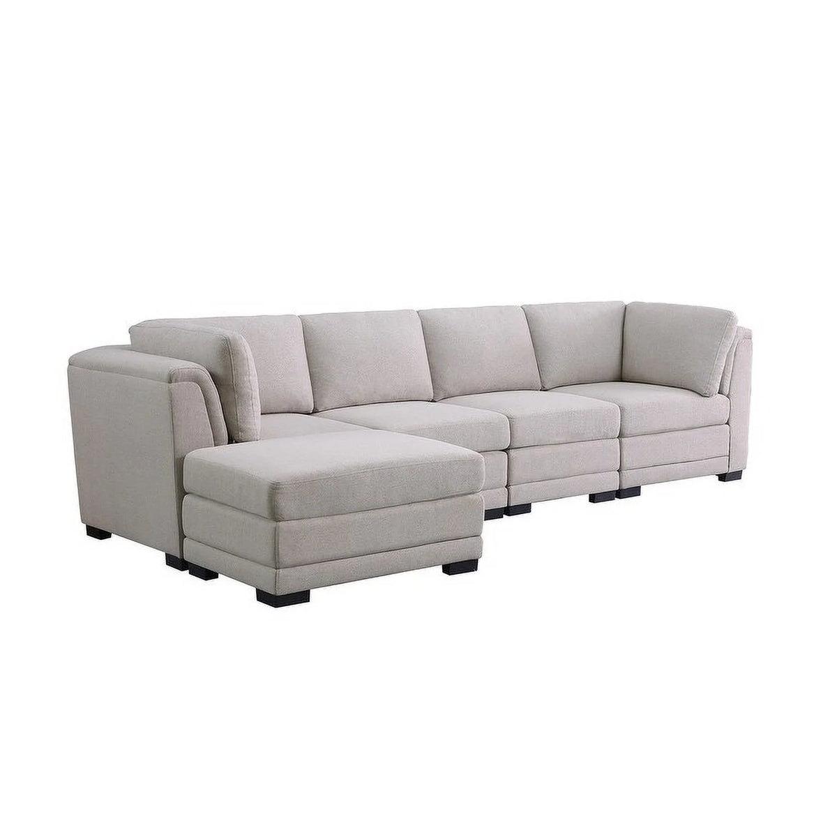 Light Gray Linen Reversible Sectional Sofa with Ottoman L716213