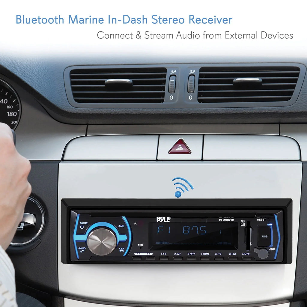 Black Single DIN Marine Bluetooth Stereo Radio Z747