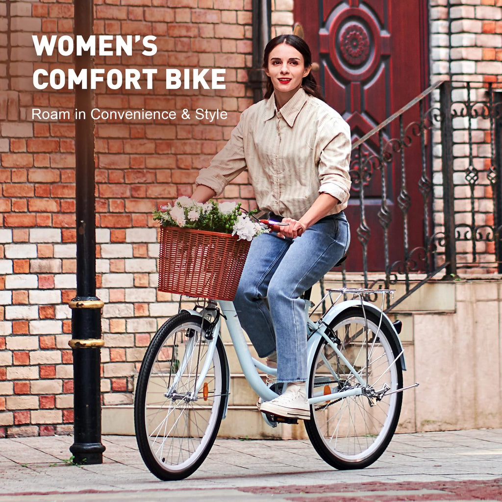 26 Inch Cruiser Bicycle with Basket Rack M7704