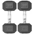 25 LB Pair Black Rubber Coated Hex Dumbbell U152