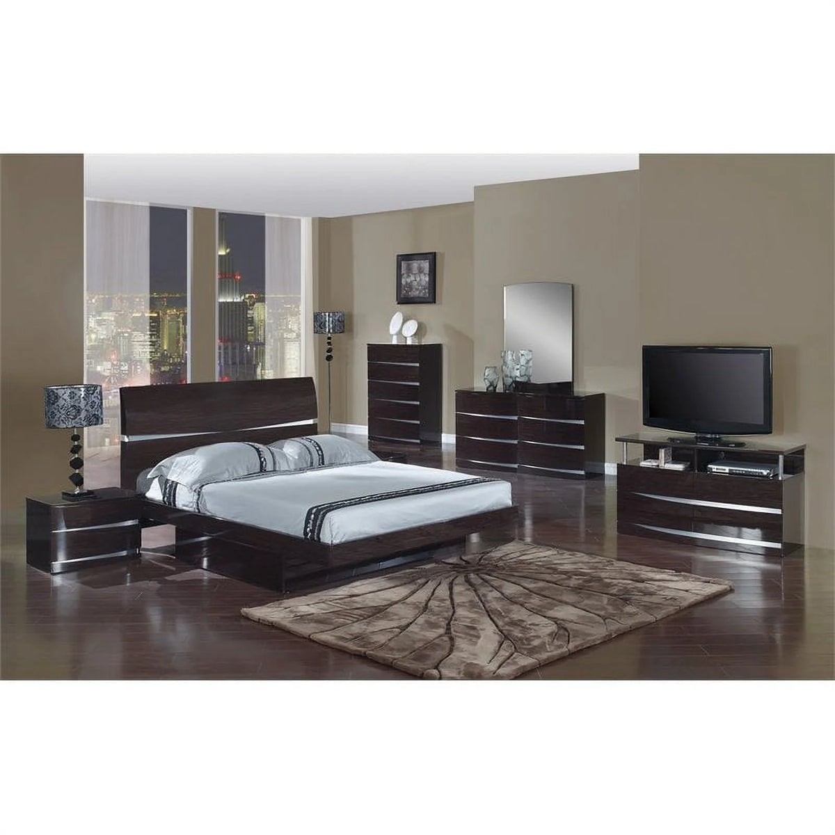 Black Wenge Wood California King Bed F92286