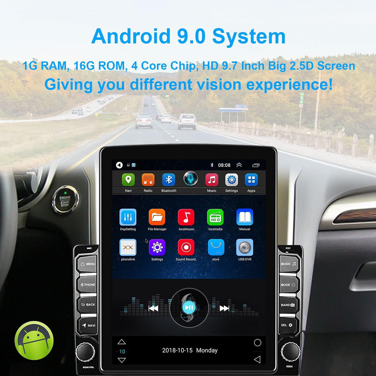 Double Din 7’’ HD Touch Screen Car Stereo with Bluetooth FM Radio Rear View Camera F108