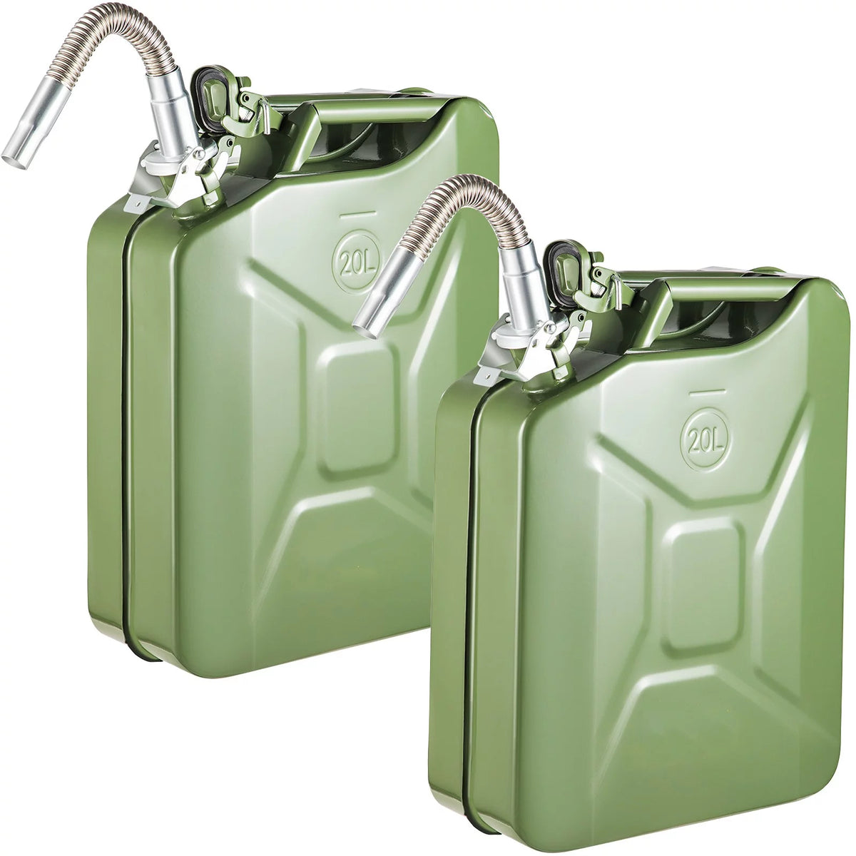 5.3 Gallon Portable Steel Fuel Can with Flexible Spout, 2pcs Green X5603