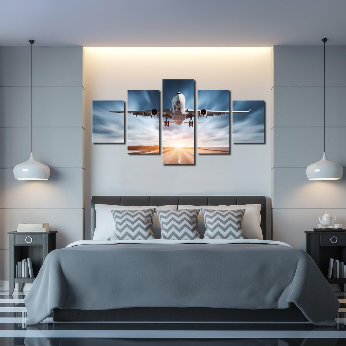 Xlarge 5 Panels Modern Wall Art Canvas Printed Stretched and Ready to Hang 32x60 in D25696