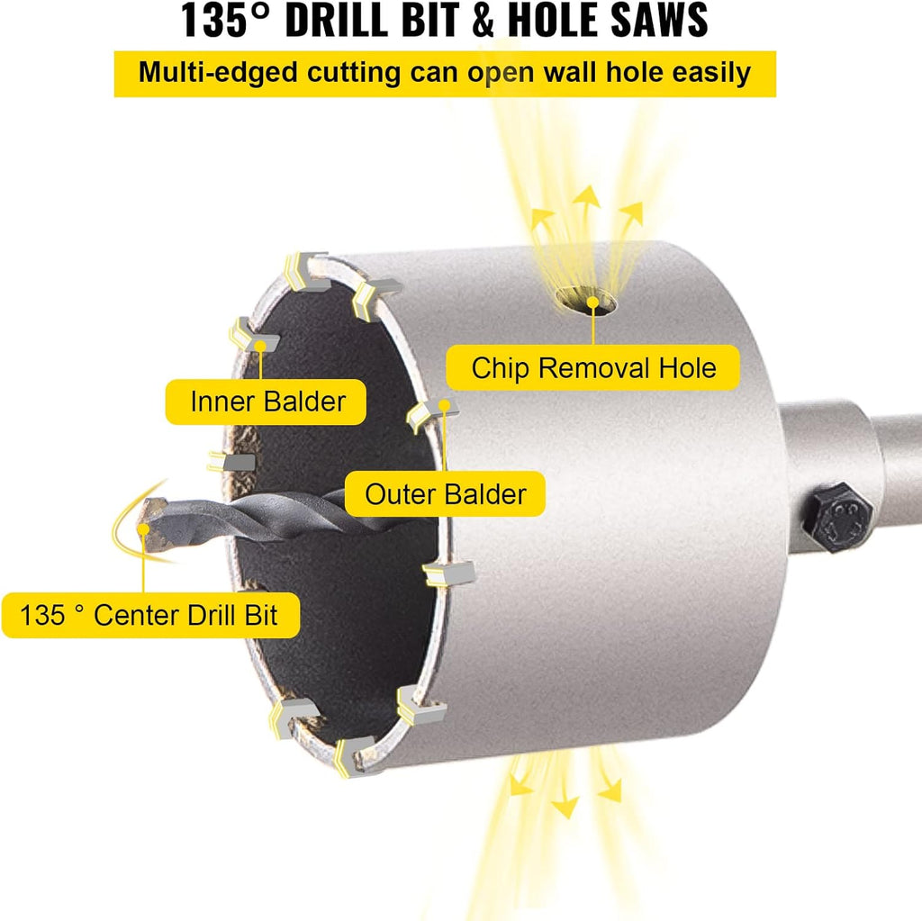 Concrete Hole Saw Kit, 3-15/16" Drill Bit Set, SDS Plus & SDS MAX Shank, Pack of 2 K2094