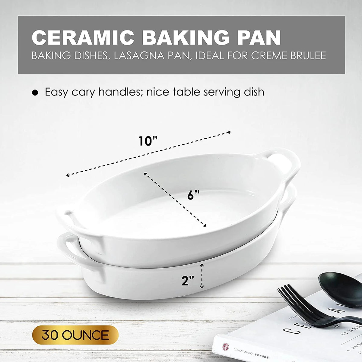 Set of 2 Oval Porcelain Baking Dishes A896769