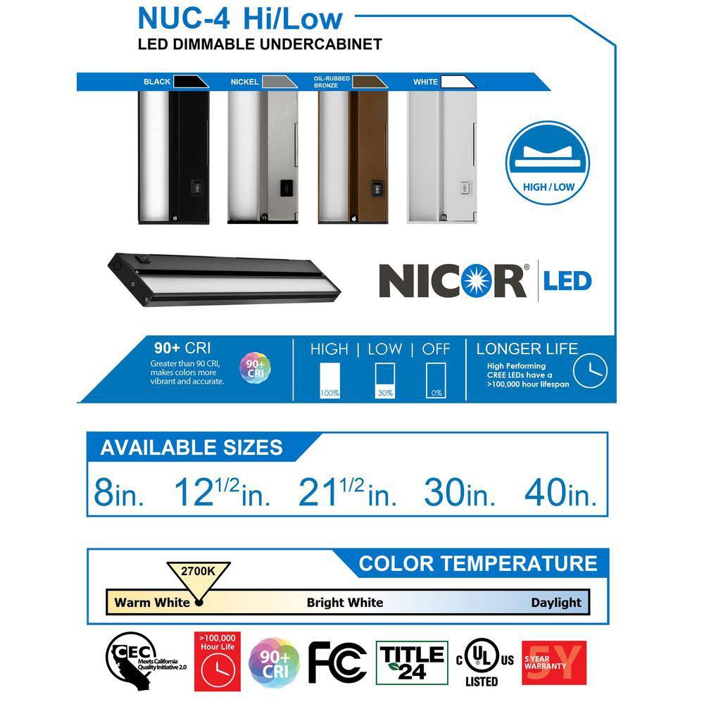 40 in. Hardwired Slim LED Under Cabinet Light Fixture Black F661794