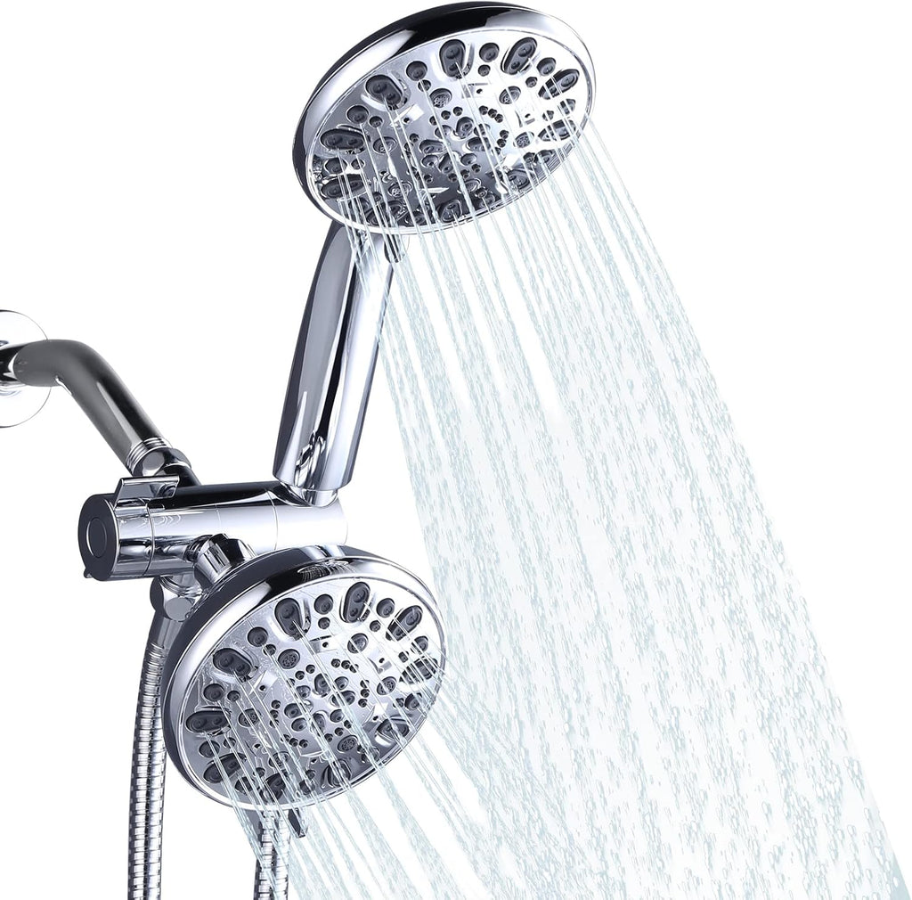 Dual Chrome Shower Head Combo with Handheld, 59" Hose, Pack of 2 U929184