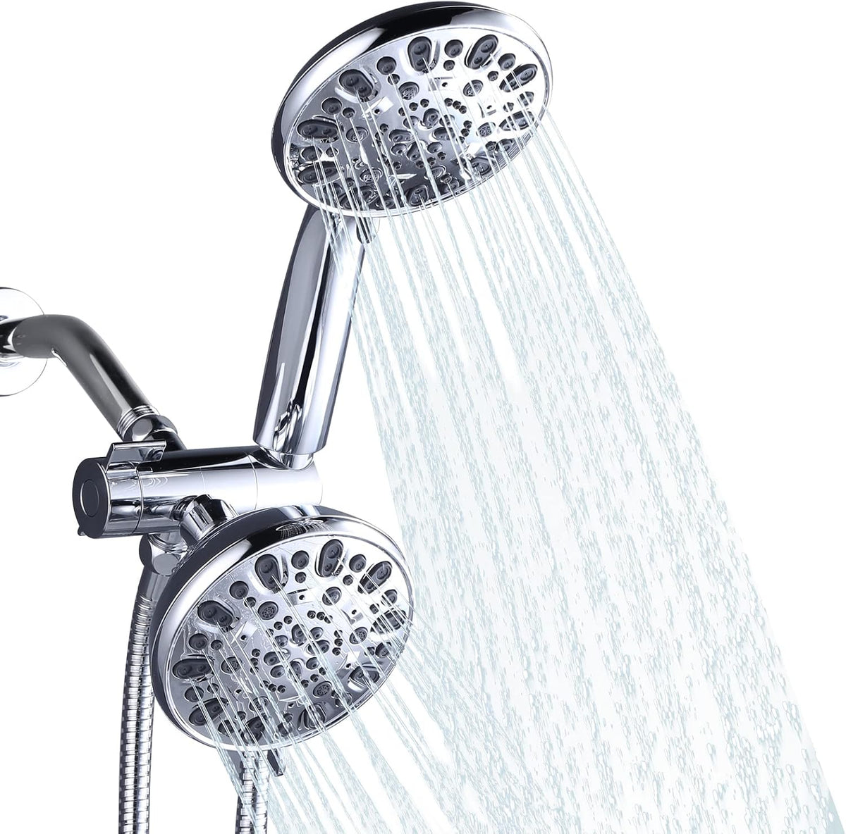 Dual Chrome Shower Head Combo with Handheld, 59" Hose, Pack of 2 U929184