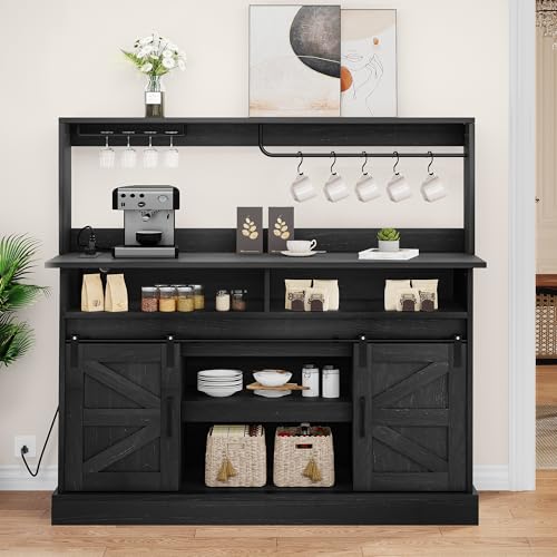 White Sliding Barn Door Sideboard Cabinet with Storage D783