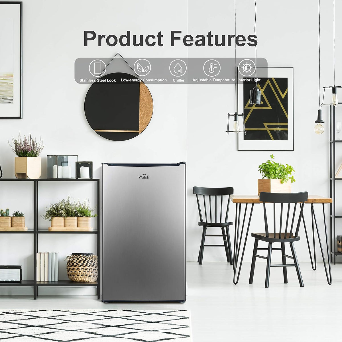 Compact Refrigerator, 3.5 Cu.Ft, Stainless Steel Look X748066