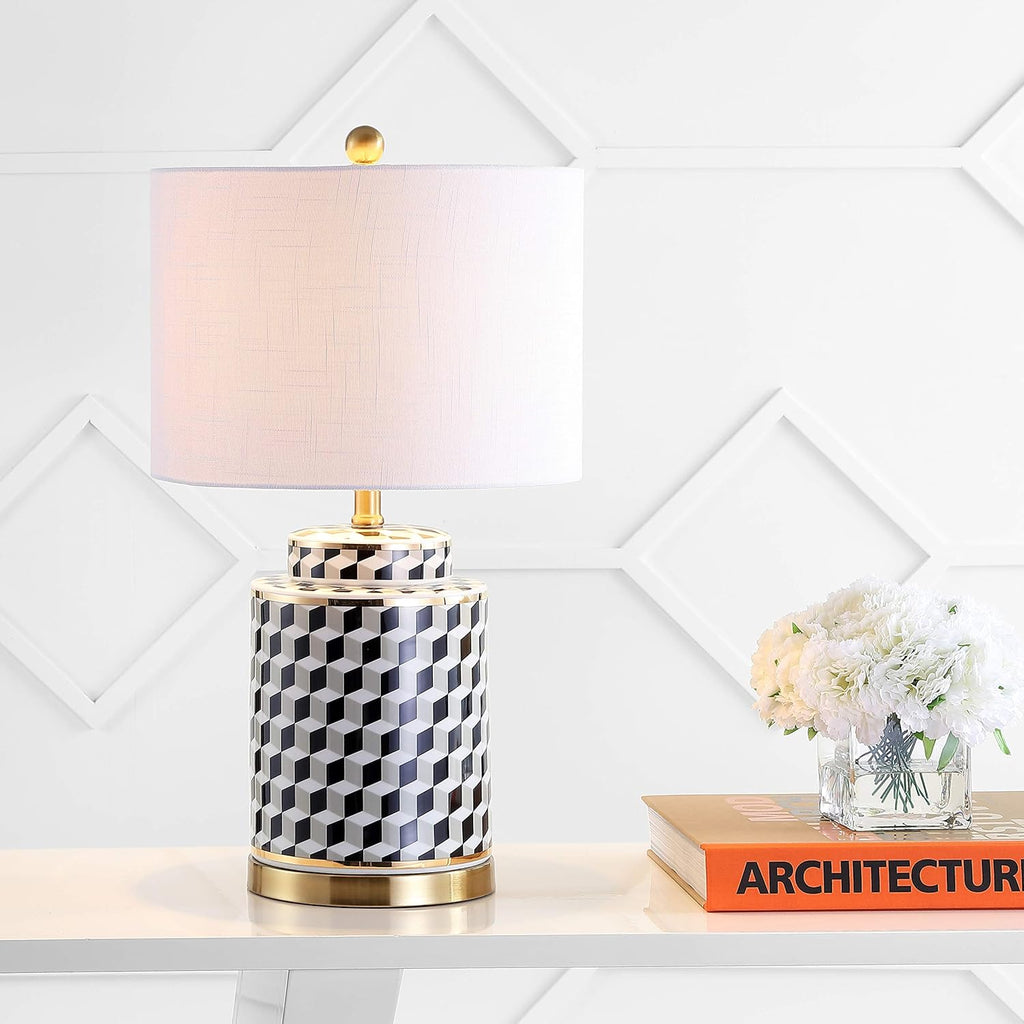 Black/White Ceramic/Metal LED Table Lamp S197226