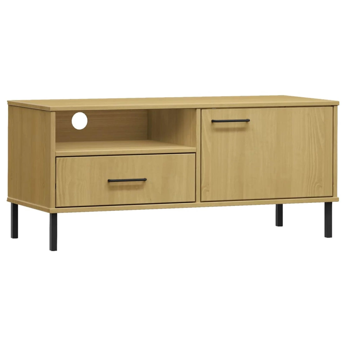 Pine Wood TV Cabinet with Storage Drawer, Door and Shelf D85286