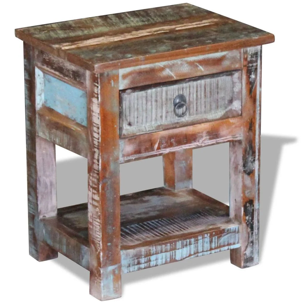 Side Table with 1 Drawer Solid Reclaimed Wood L7854