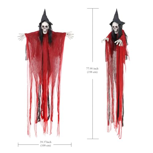 6.5ft Animated Skeleton Witch with Moving Mouth & Arms and Glowing LED Eyes X792
