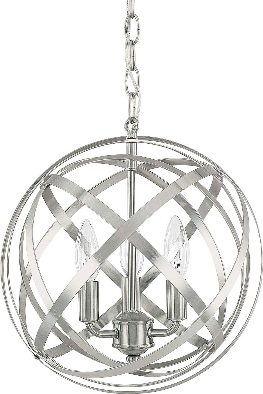 Axis Metal Ribbons Web Orb Pendant Lighting Fixture, 3-Light 180 Total Watts, 13H x 13W, Winter Gold U9769
