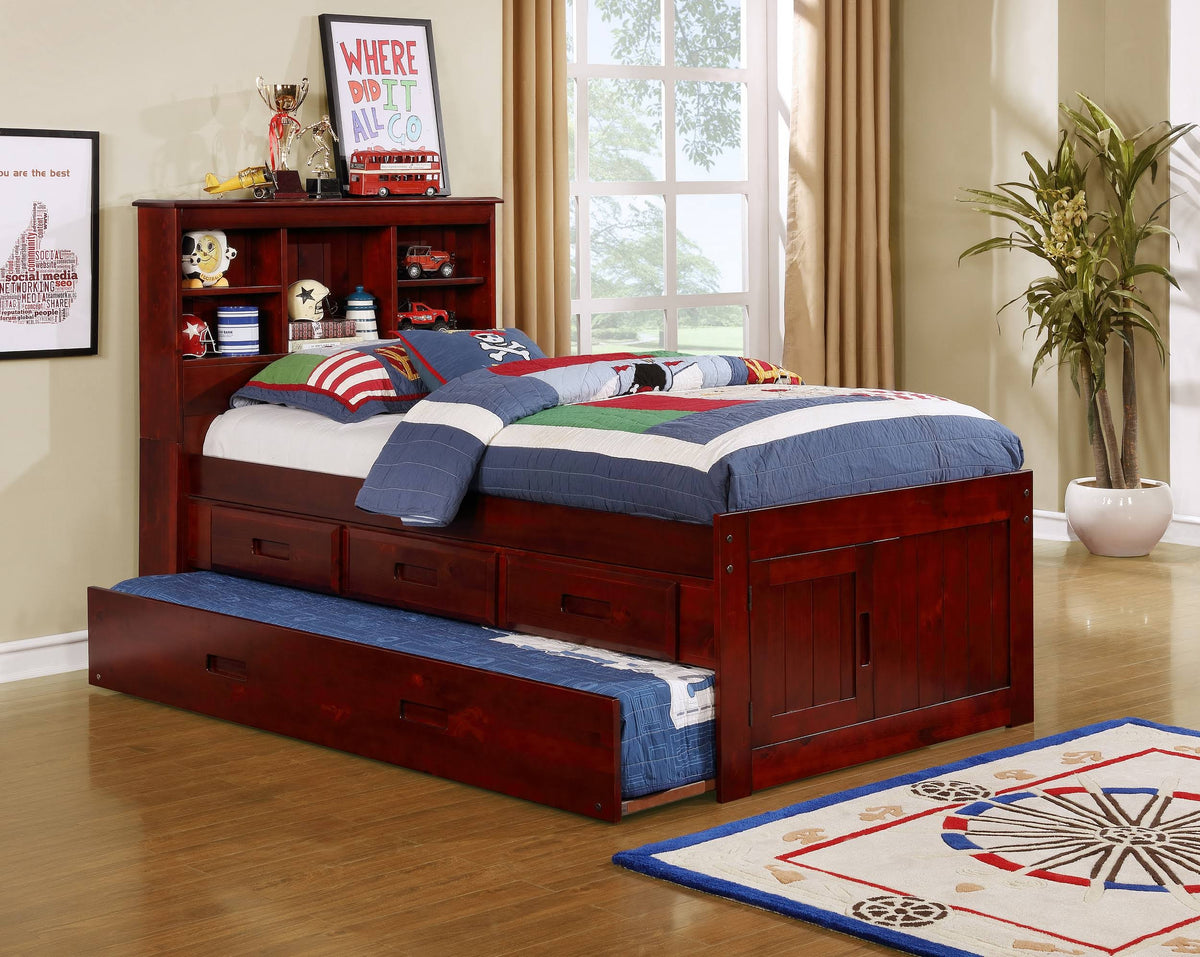 Merlot Twin Bed with 3-Drawer Trundle M408655