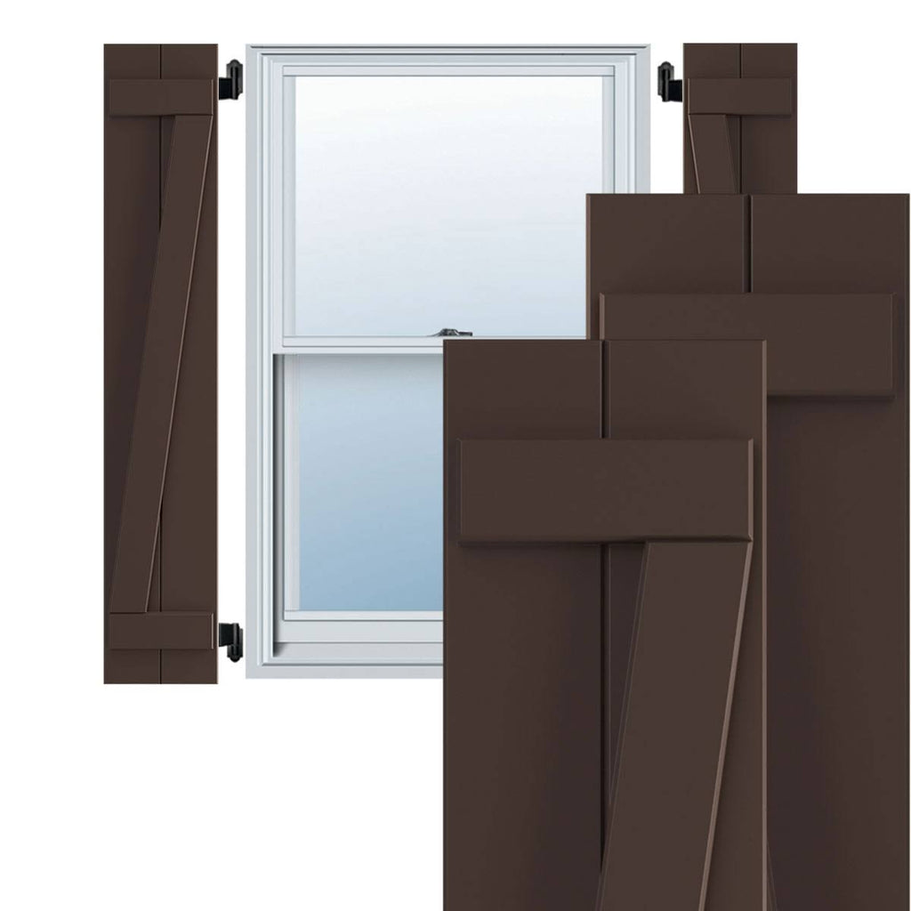 Raisin Brown PVC Board and Batten Shutters, Per Pair R7140
