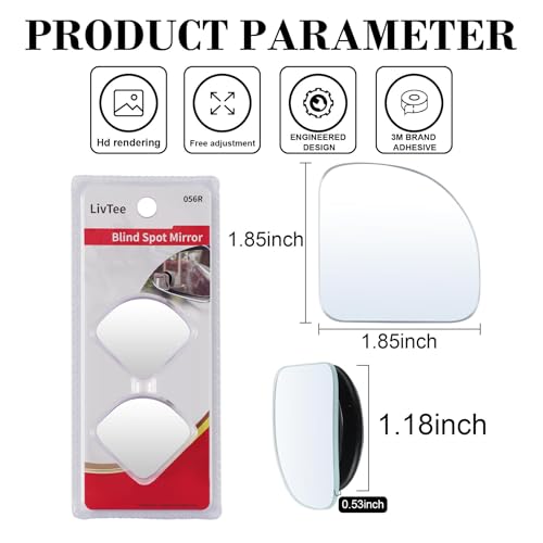 2" Round Frameless Convex Blind Spot Mirror, Pack of 2 S889