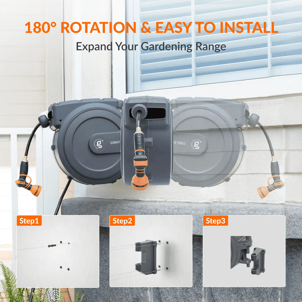 Retractable Garden Hose Reel 1/2in 130ft T3186