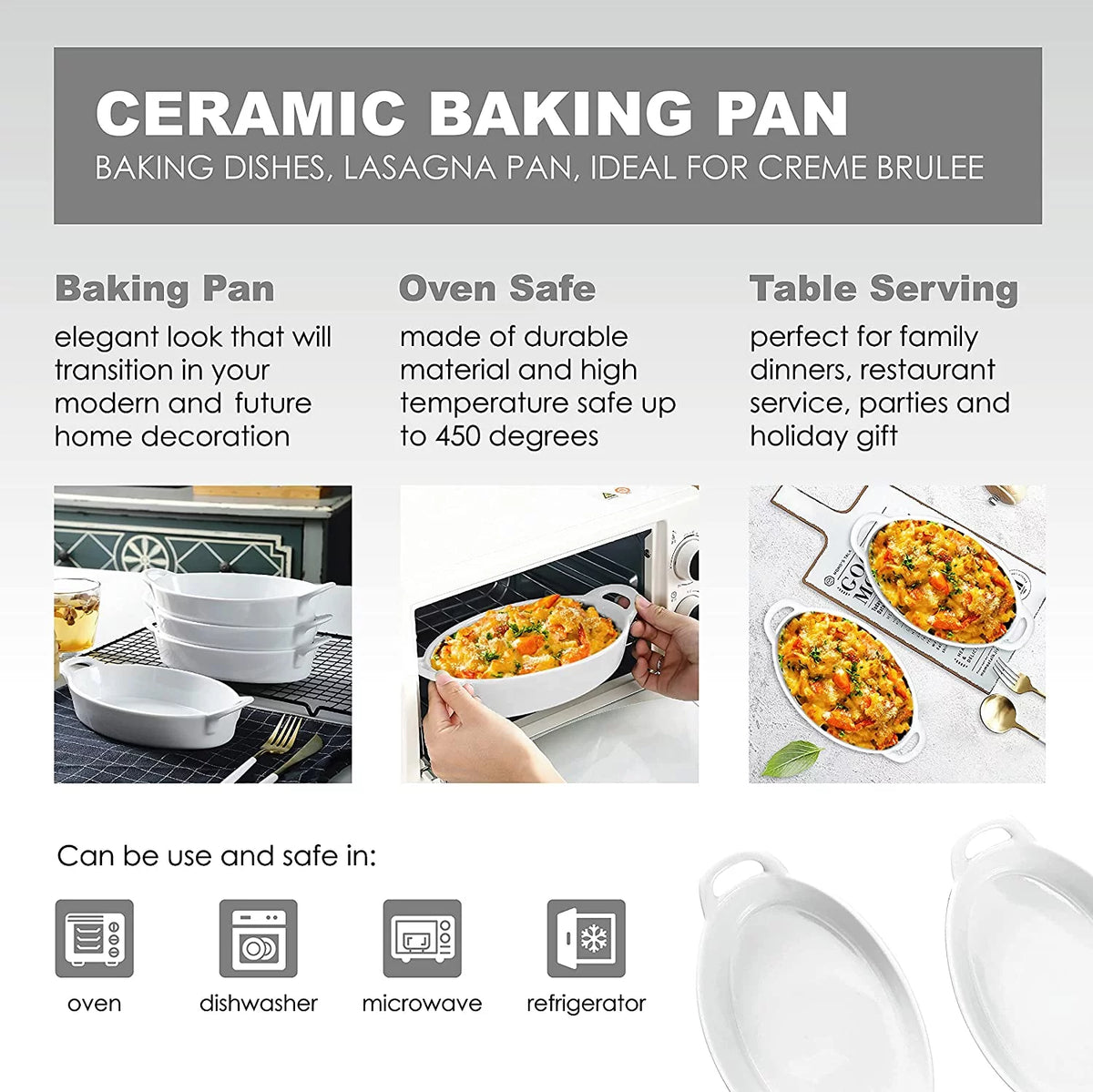 Set of 2 Oval Porcelain Baking Dishes A896769