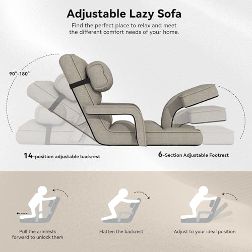 Padded Folding Floor Chair with 14-Level Adjustable Backrest (Dark Grey) T808116