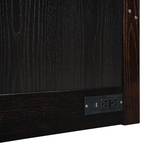 Queen Size Wooden Murphy Bed with USB Charging Station and Drawer G61467