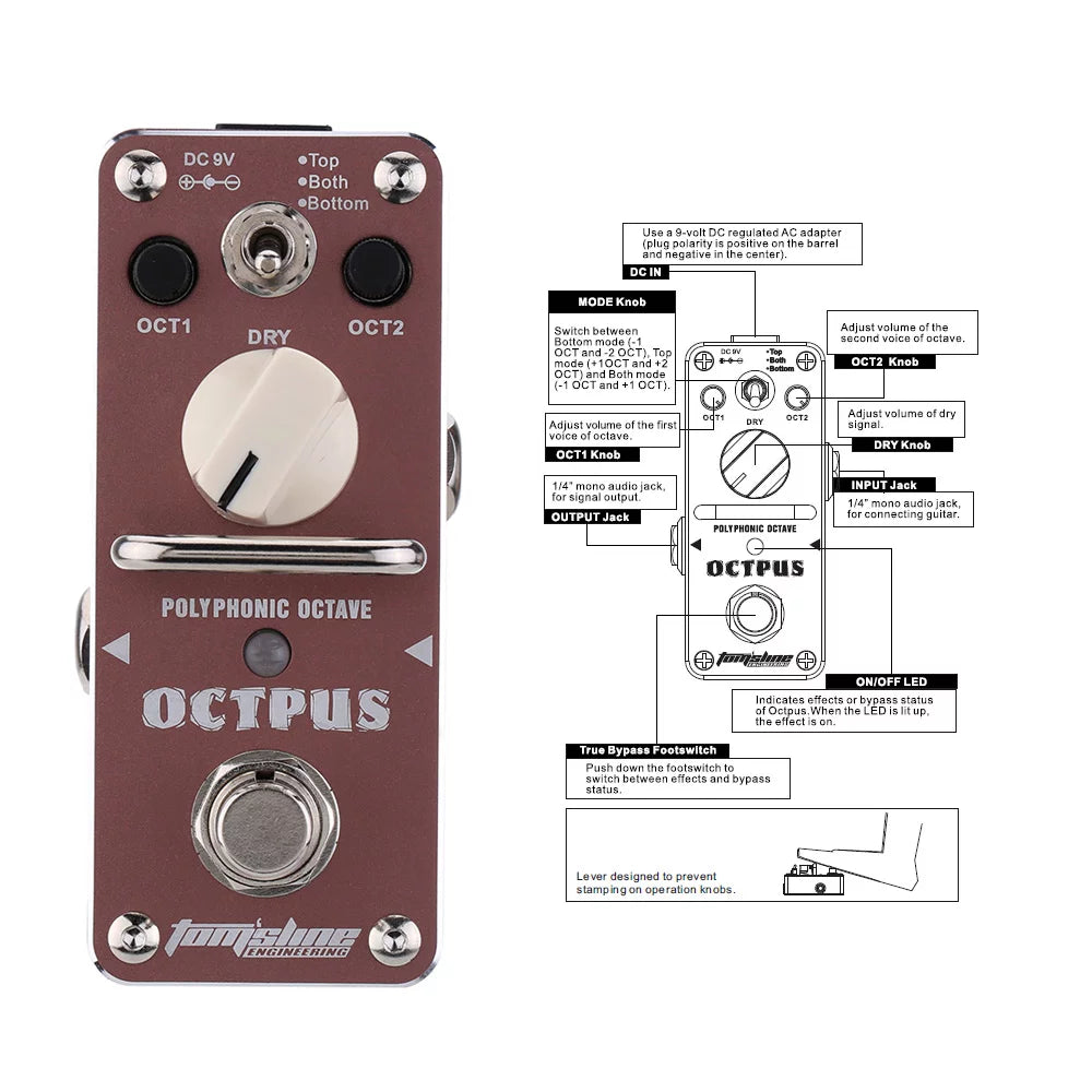 Octopus Polyphonic Octave Electric Guitar Effect Pedal Z6594