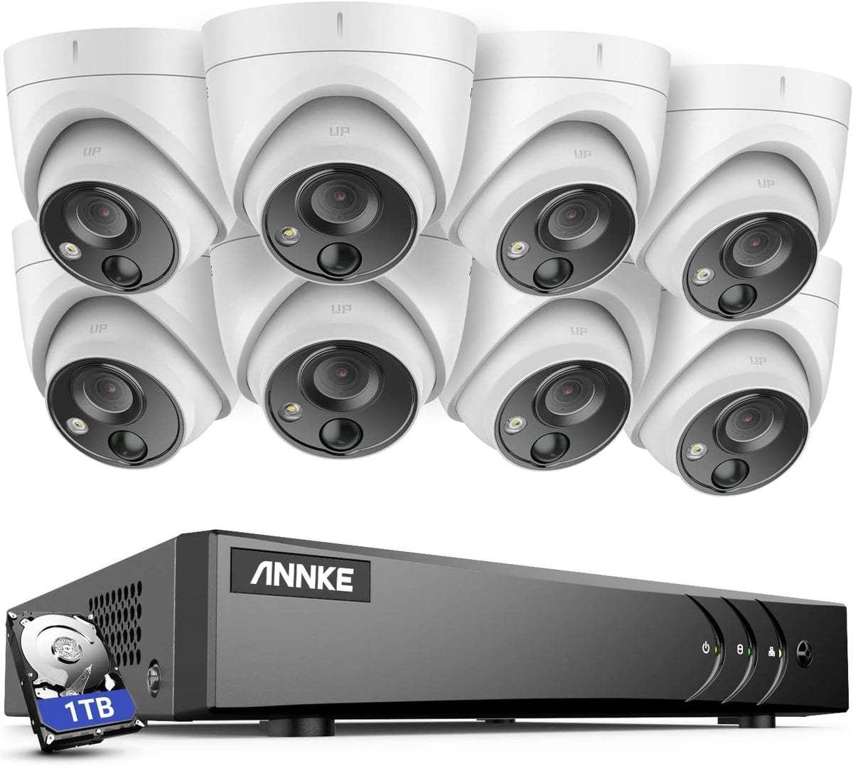 8 Channel 5MP DVR and 8 x 1080P HD Weatherproof Dome Cameras with 1 TB Hard Drive L847