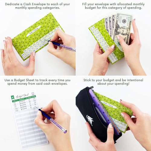 12 Pack Tear and Water Resistant Cash Envelopes with Carry Pouch C9594