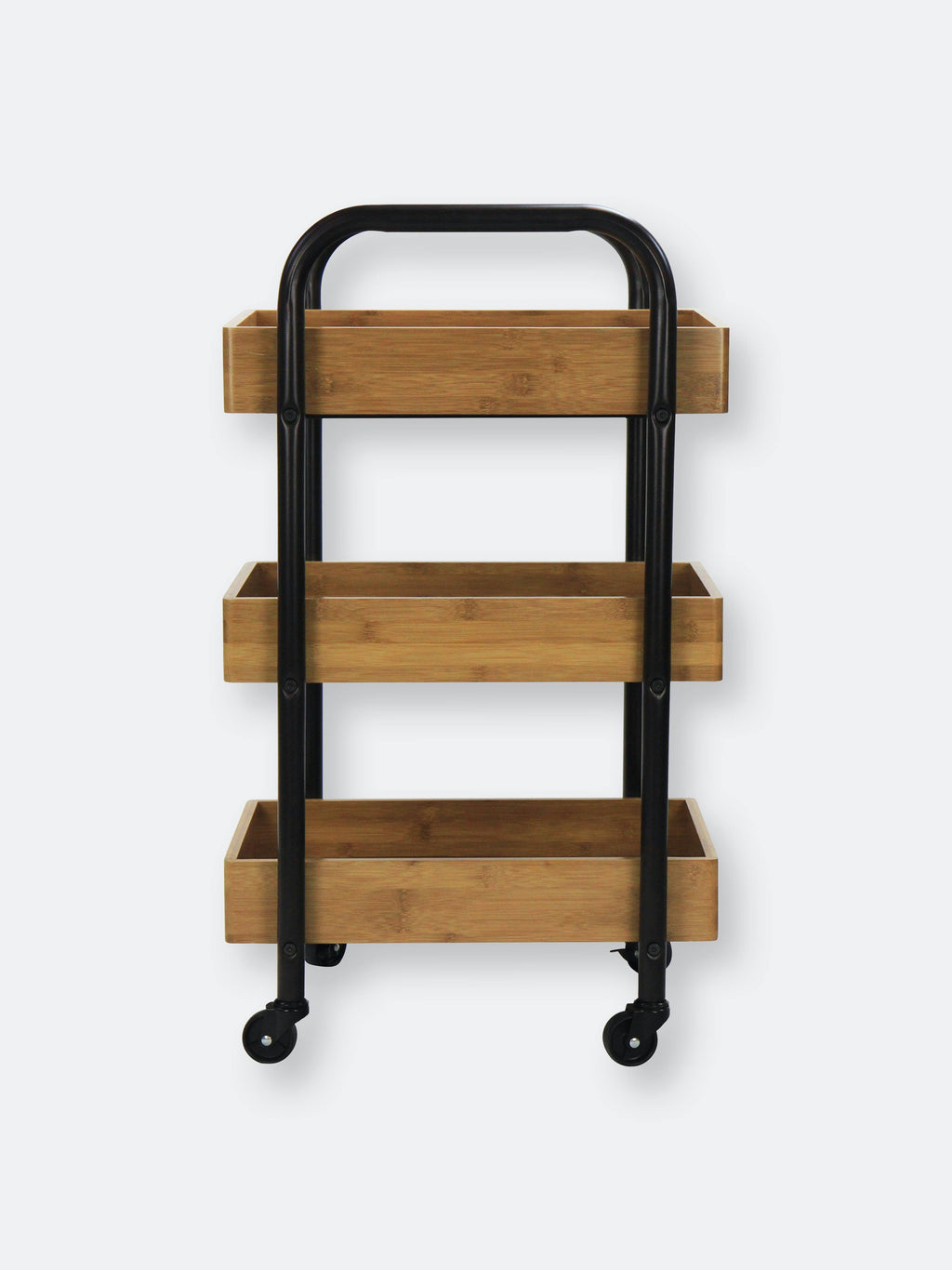 Portable Storage Cart with 3 Removable Bamboo Trays I6429