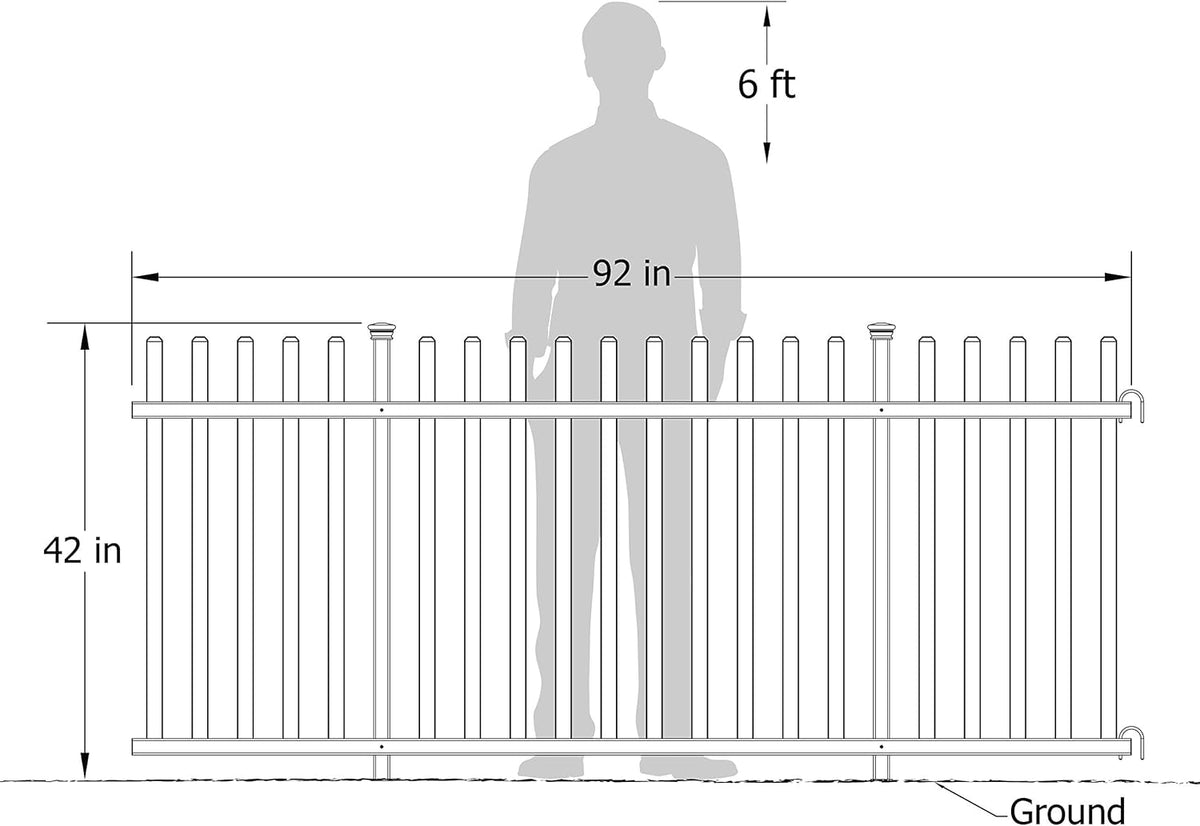 Lightweight Portable Vinyl Picket Fence Kit with Metal Base, White X8706