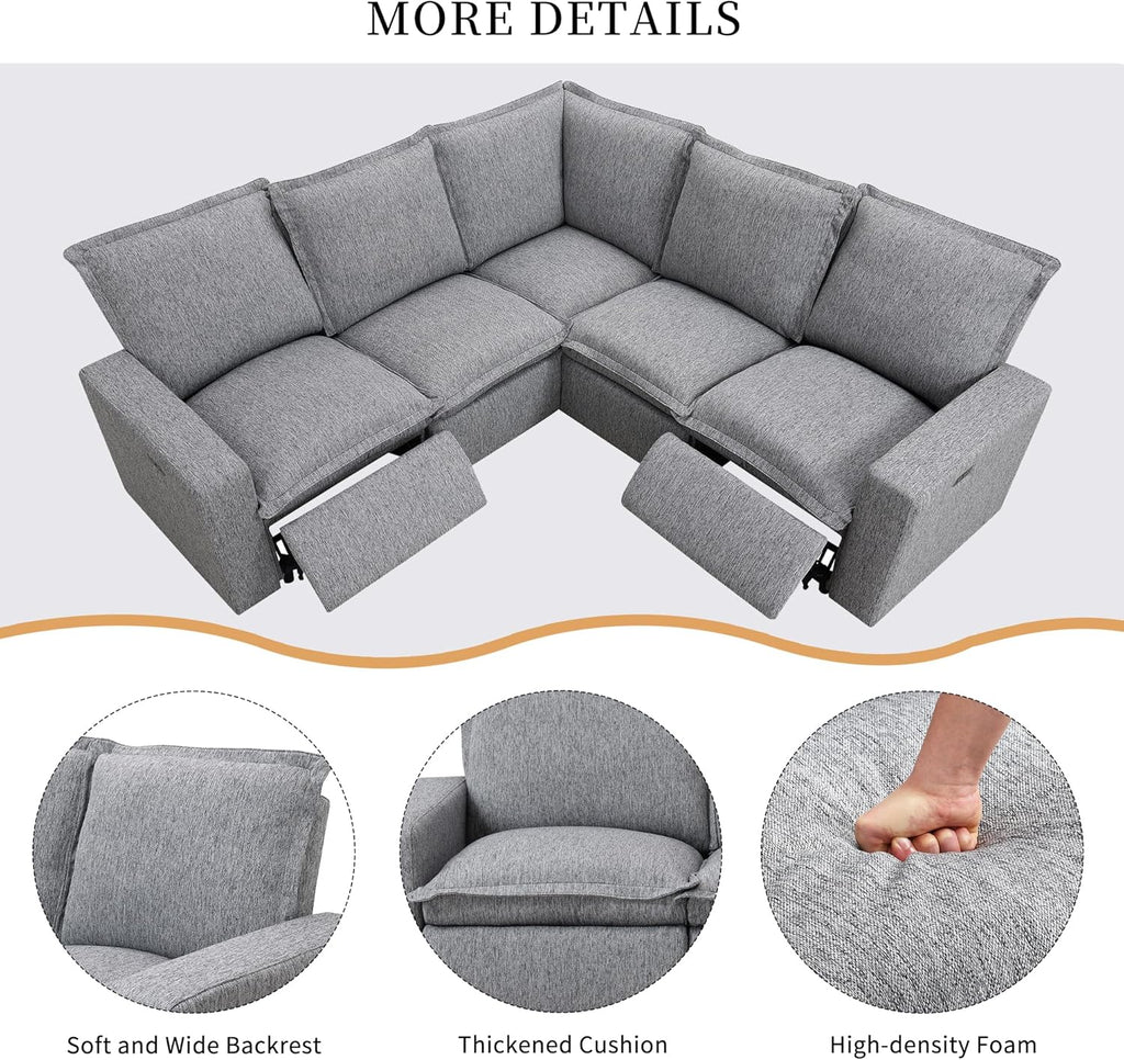 Modular Sectional Sofa with Power Recliner and USB Port K655