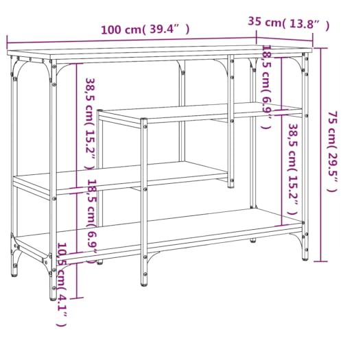 Black Console Table with Shelves M9955