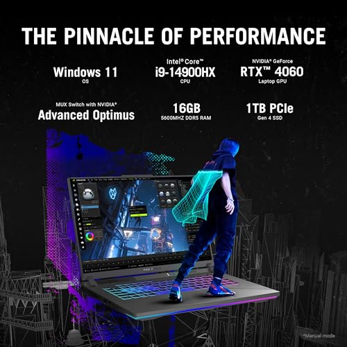 16” QHD 240Hz Gaming Laptop, GeForce RTX 4060, Intel Core i9-14900HX, 16GB DDR5-5600, 1TB PCIe SSD H1881